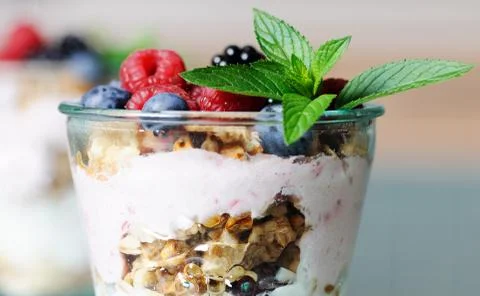 Dessert with berries Stock Photos