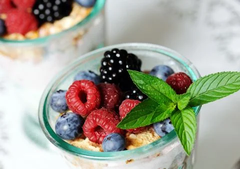 Dessert with berries Stock Photos