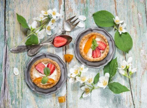 Dessert with berries Stock Photos