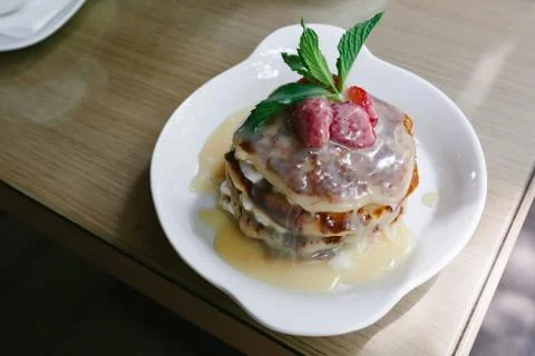Dessert with berries on the table Stock Photos