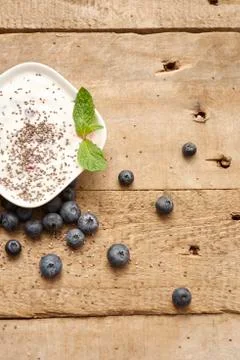 Dessert with blueberries Stock Photos