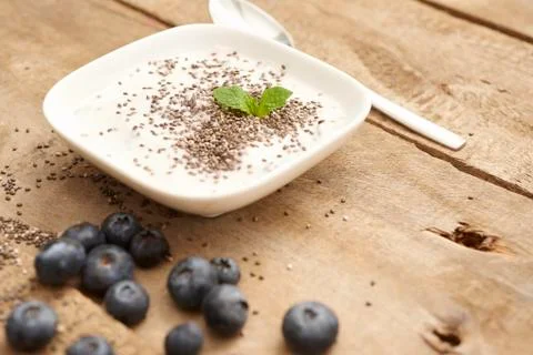 Dessert with blueberries Stock Photos
