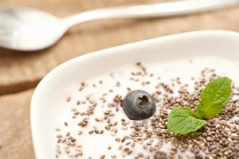 Dessert with blueberries Stock Photos