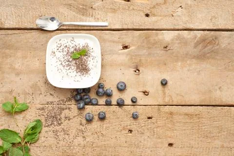 Dessert with blueberries Stock Photos