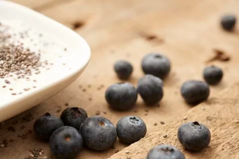 Dessert with blueberries Stock Photos