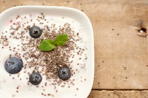 Dessert with blueberries Stock Photos