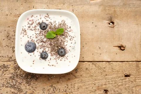 Dessert with blueberries Stock Photos