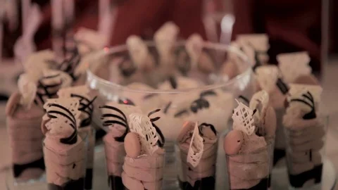 Dessert Buffet. Cakes on the Buffet Table. close-up 動画素材 79531109