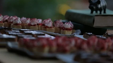 Dessert buffet table at lavish party C Video stock 109849249