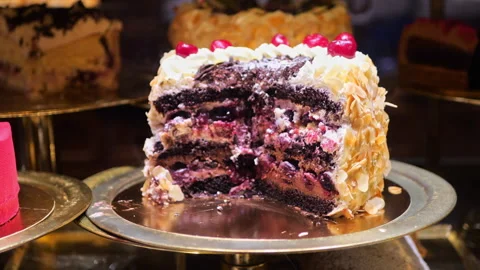 Dessert Cake Cherry cake close-up Stock Footage 292491071