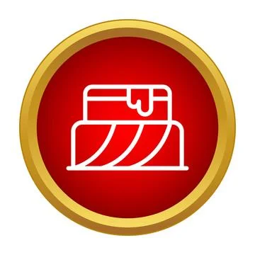 Dessert cake icon inside golden red circle Stock Illustration