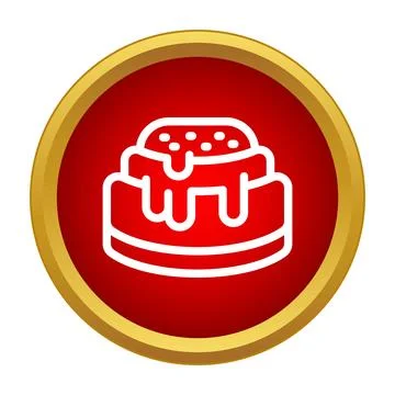 Dessert cake icon in red circle with gold border Stock Illustration