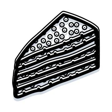 Dessert cake slice with layers and topping Stock Illustration