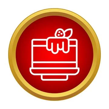 Dessert cake slice with strawberry icon design Stock Illustration