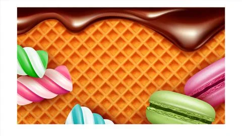 Dessert Candy Shop Creative Promo Banner Vector Stock Illustration