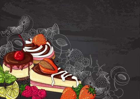 Dessert chalk board Stock Illustration