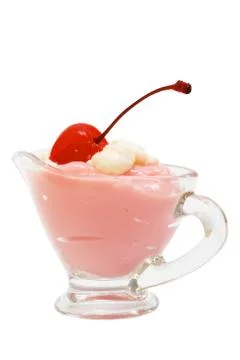 Dessert with a cherry Stock Photos