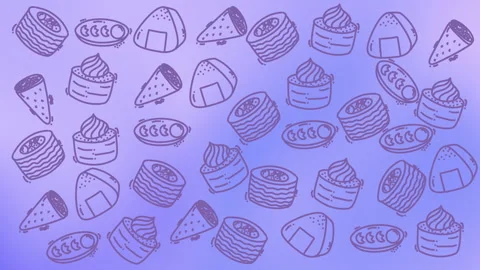 Dessert doodle pattern with cupcakes and pastries background 库存影片 330464324