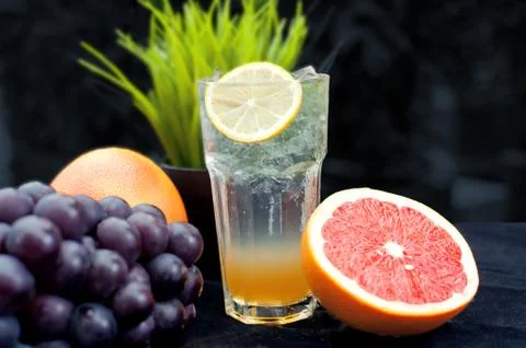 Dessert drinks, tea, fruit Stock Photos