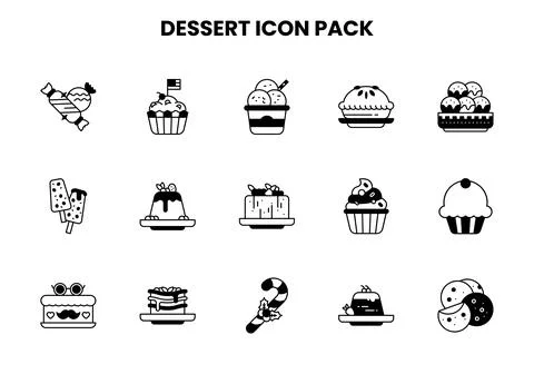 Dessert DuoTone Set Icons Pack Stock Illustration