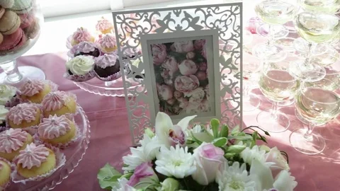 Dessert on the festive table Stock Footage 81319760