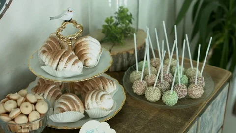 Dessert on the festive table Stock Footage 81320013