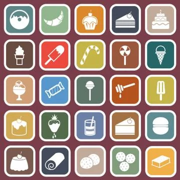 Dessert flat icons on dark background Stock Illustration