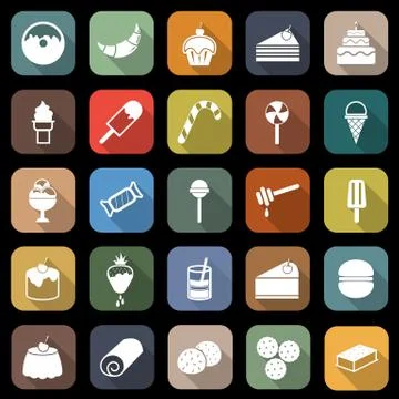 Dessert flat icons with long shadow Illustrazione stock