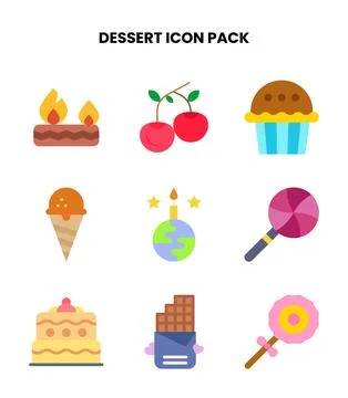 Dessert Flat Scalable Icons Pack Stock Illustration