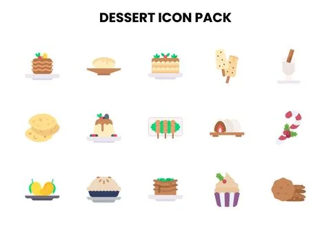 Dessert Flat Scalable Icons Pack Stock Illustration