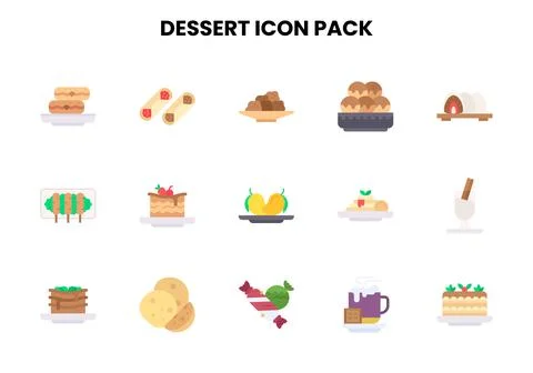 Dessert Flat Scalable Icons Pack Stock Illustration