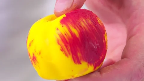 Dessert in the form of a peach. Stock Footage 141561582