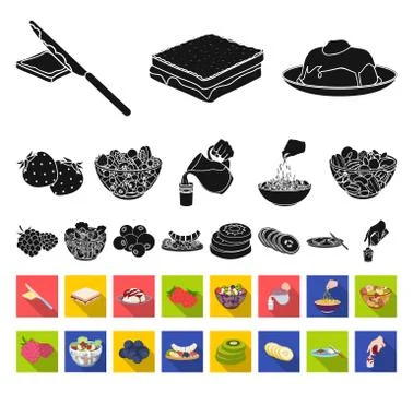 Dessert fragrant black,flat icons in set collection for design. Food and イラスト素材