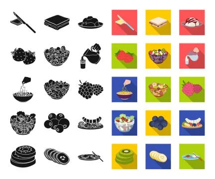 Dessert fragrant black,flat icons in set collection for design. Food and イラスト素材