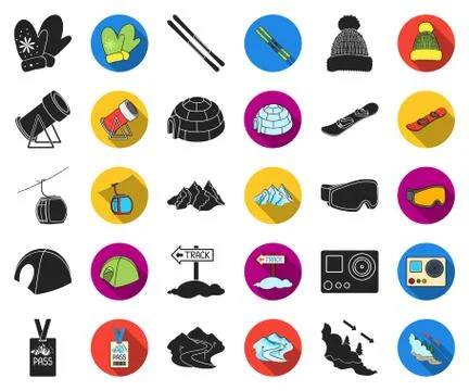 Dessert fragrant black,flat icons in set collection for design. Food and イラスト素材