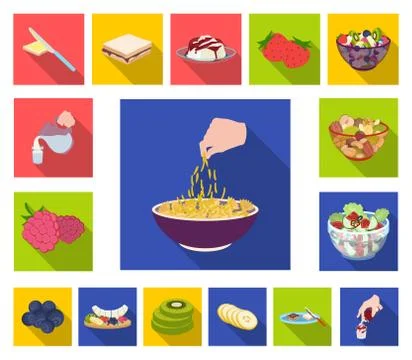 Dessert fragrant flat icons in set collection for design. Food and sweetness イラスト素材