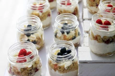 Dessert with fresh fruit Stock Photos