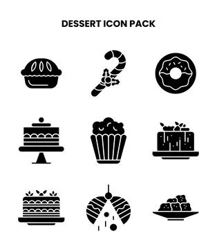 Dessert Glyph Vector Icons Pack Stock Illustration