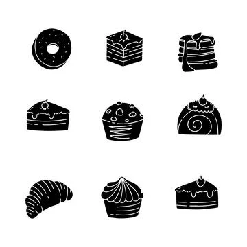 Dessert hand drawn solid icon vector illustration 스톡 일러스트