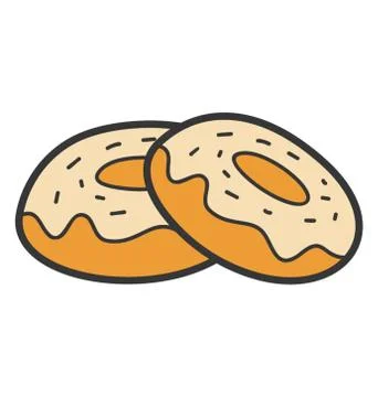 Dessert hand drawn vector donuts icon Stock Illustration