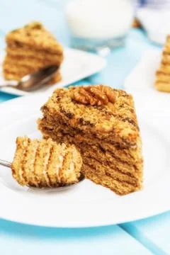 Dessert honey cake Stock Photos