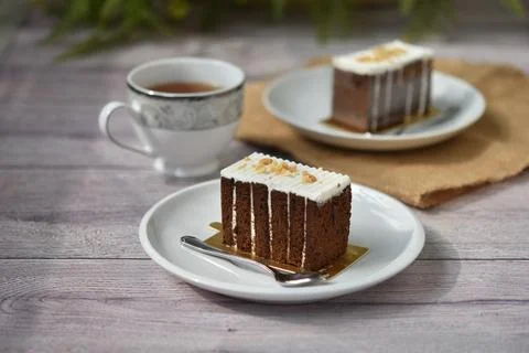 Dessert with hot tea on the table Foto stock