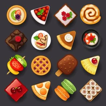 Dessert icon set Stock Illustration