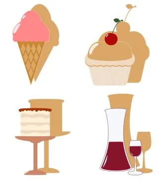 Dessert icons. Object and shadow. Vector illustration Stock Illustration