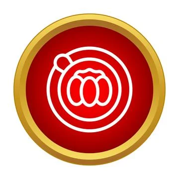 Dessert jelly pudding with spoon in round bowl icon Ilustración de archivo
