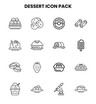 Dessert Line Bundle Icons Pack Stock-Illustration