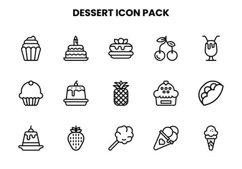 Dessert Line Graphics Icons Pack Stock Illustration