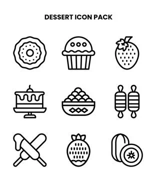 Dessert Line Vector Icons Pack Stock Illustration