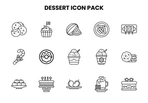 Dessert Line Vector Icons Pack Stock Illustration
