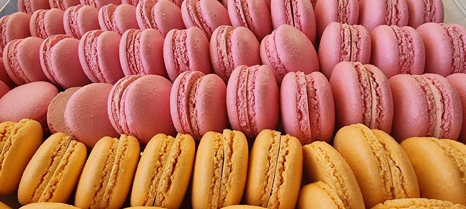 Dessert macaroni for background close-up Stock Photos